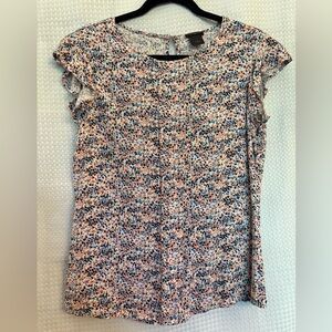 Ann Taylor Blue and Orange Ruffled Blouse